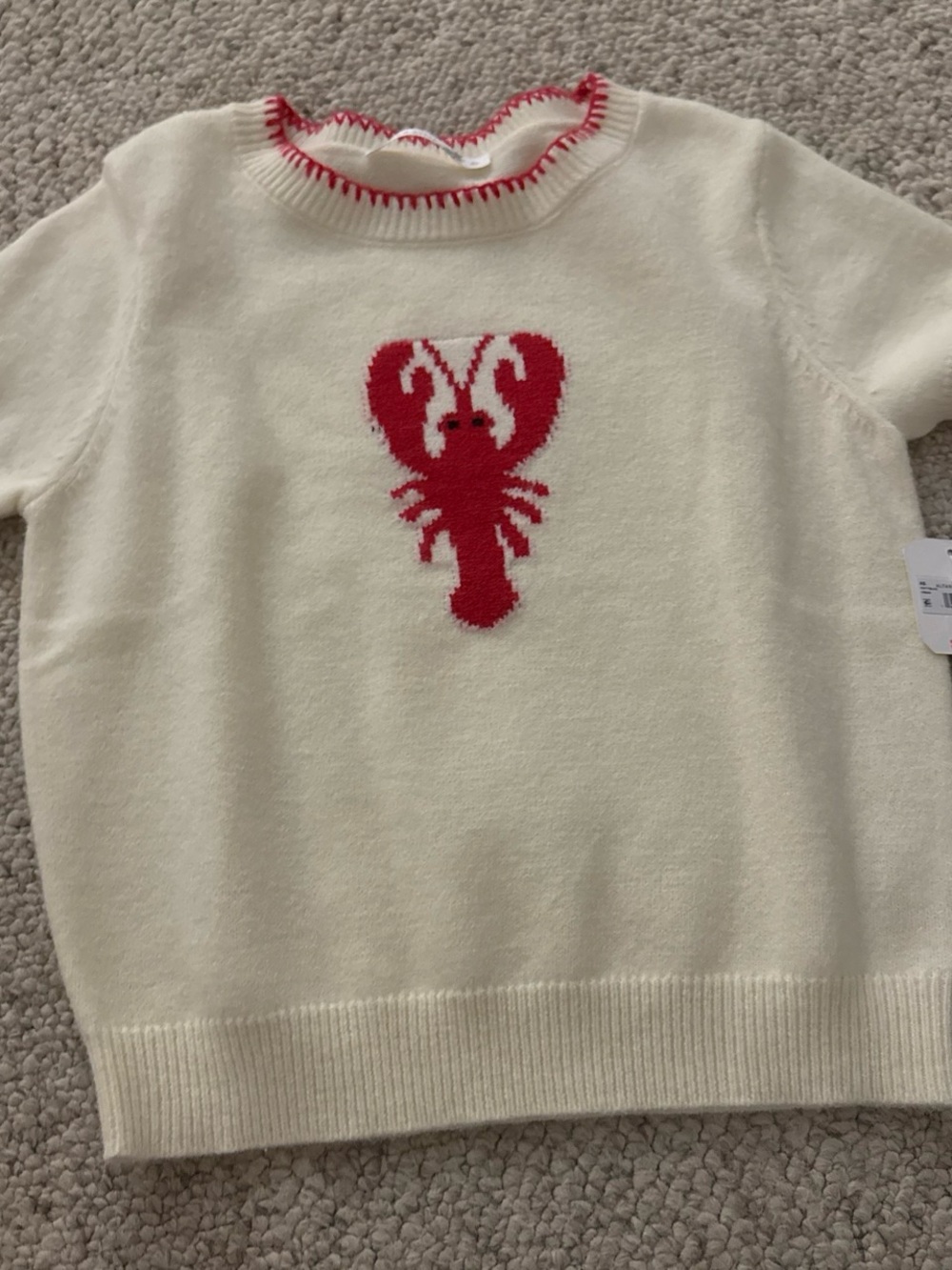 Altar'd State Cream Sweater with Red Lobster Intarsia